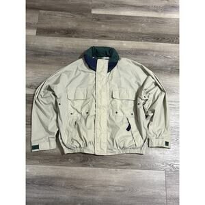 Towncraft Beige Windbreaker Winter Jacket Hidden Hood Retro Outdoors - Men’s XL